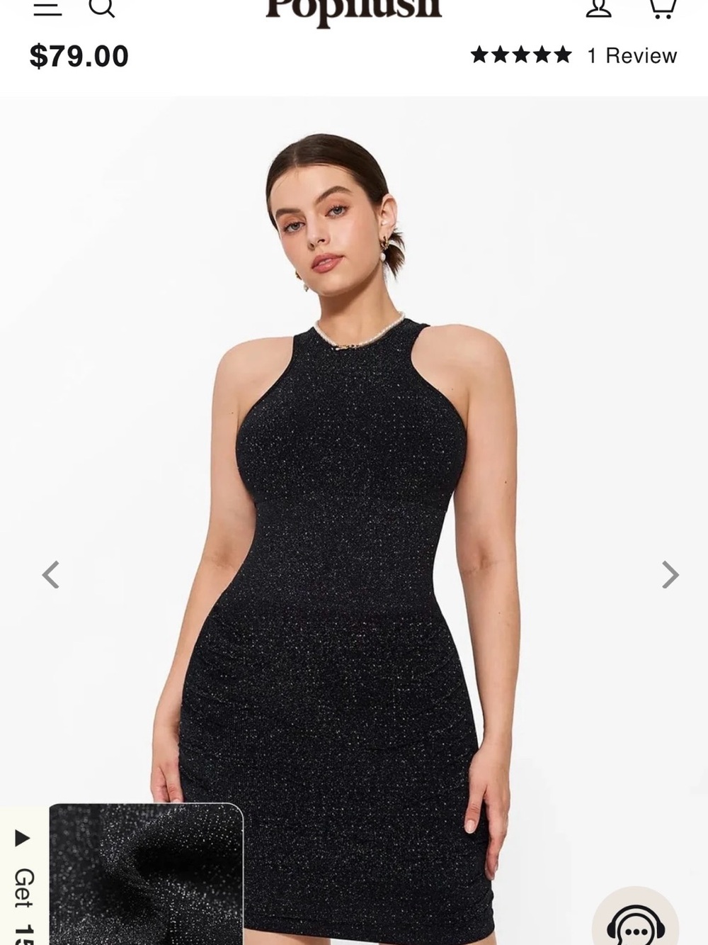 Popilush XL NWT Black Sparkle Halter Bodycon Dress
